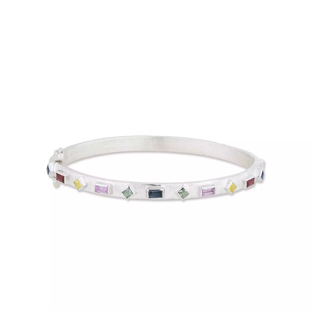 Prismic Multi-Color Sapphire Bangle in Sterling Silver