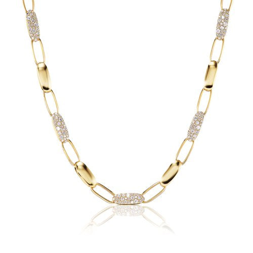 Pavé Link Chain in Yellow Gold