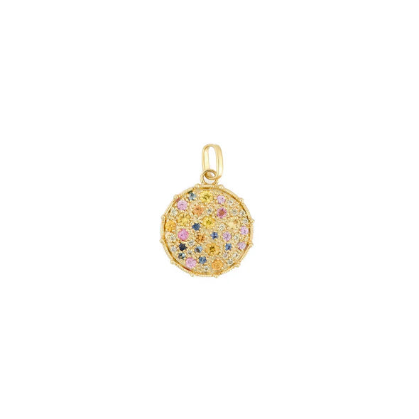 Confetti Small Disc Pendant in Yellow Gold