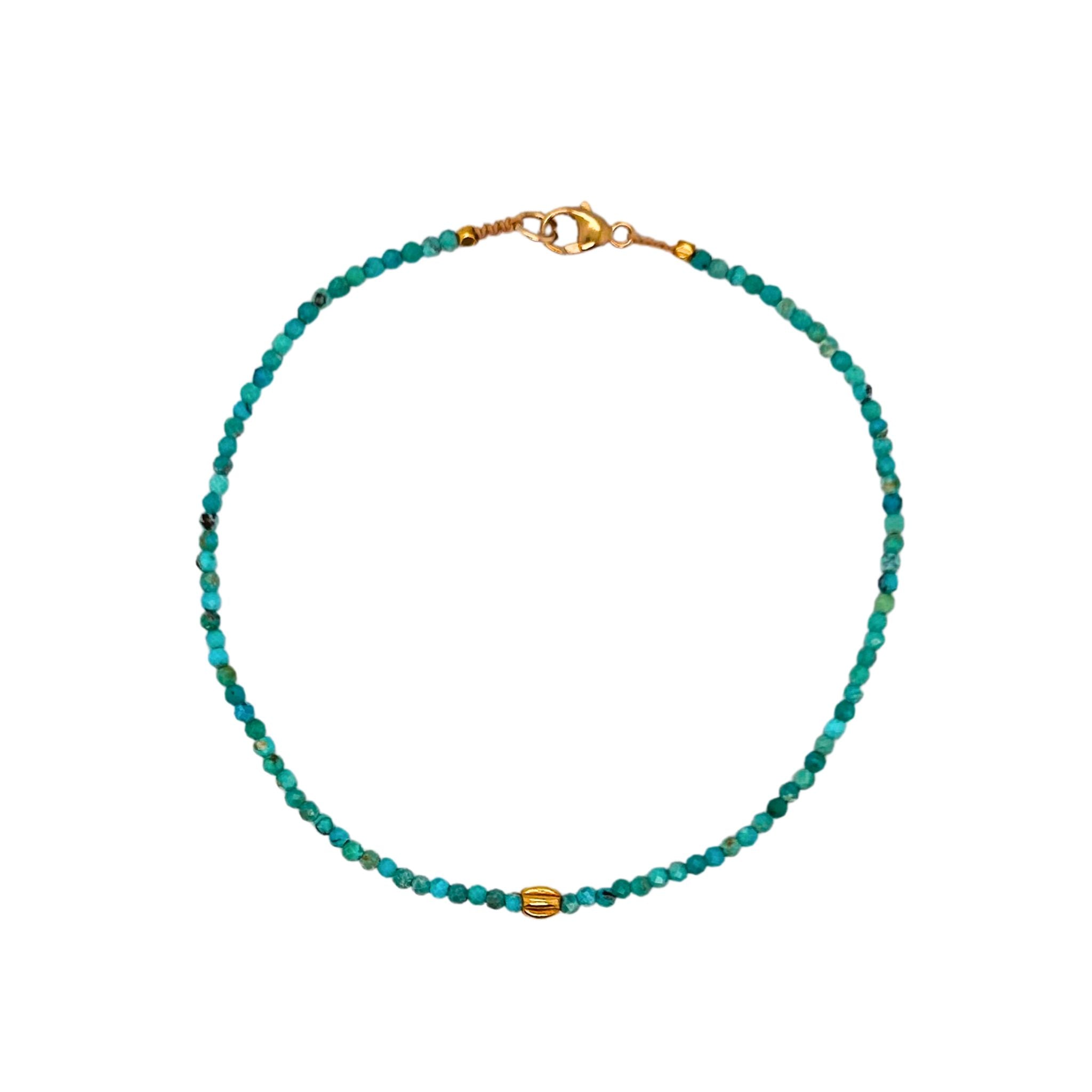 Turquoise Beaded Bracelet in Yellow Gold