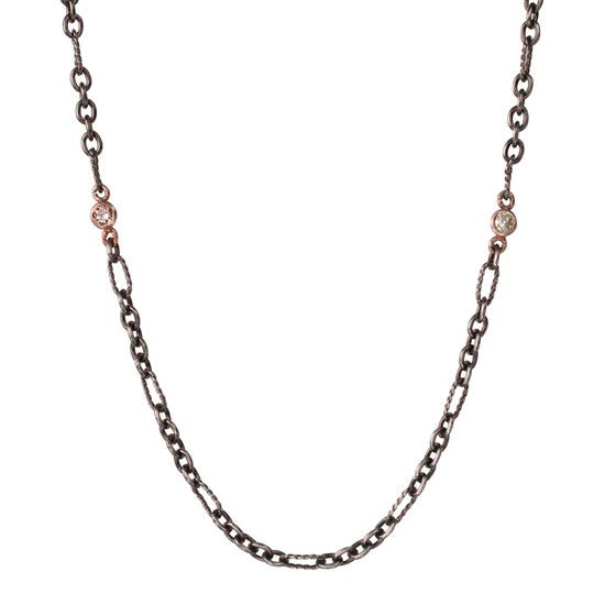 Rio Chain Necklace in Blackened Sterling Silver and Rose Gold