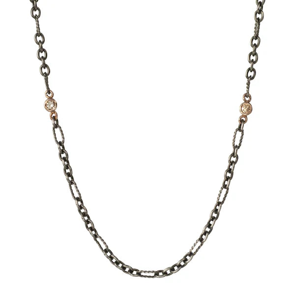 Rio Chain Necklace in Blackened Sterling Silver and Yellow Gold