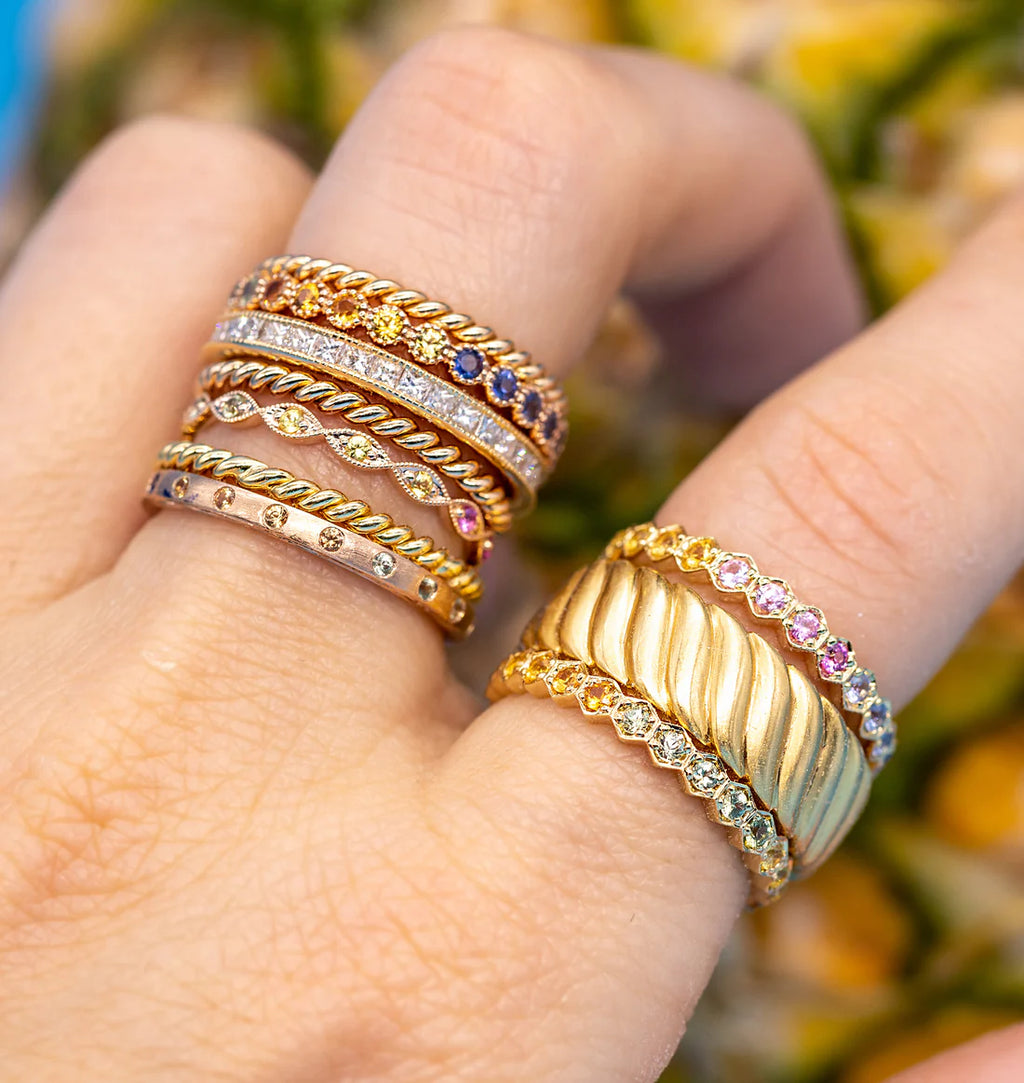 Rainbow Sapphire Regency Band in Yellow Gold
