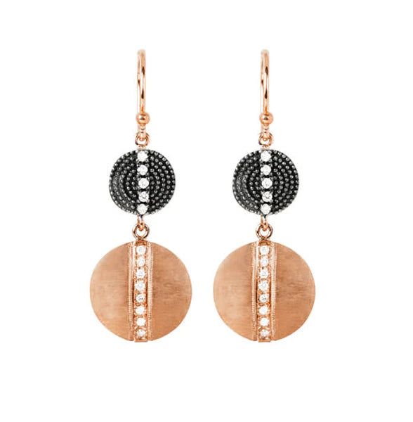 Riana Earrings in Rose Gold and Blackened Sterling Silver