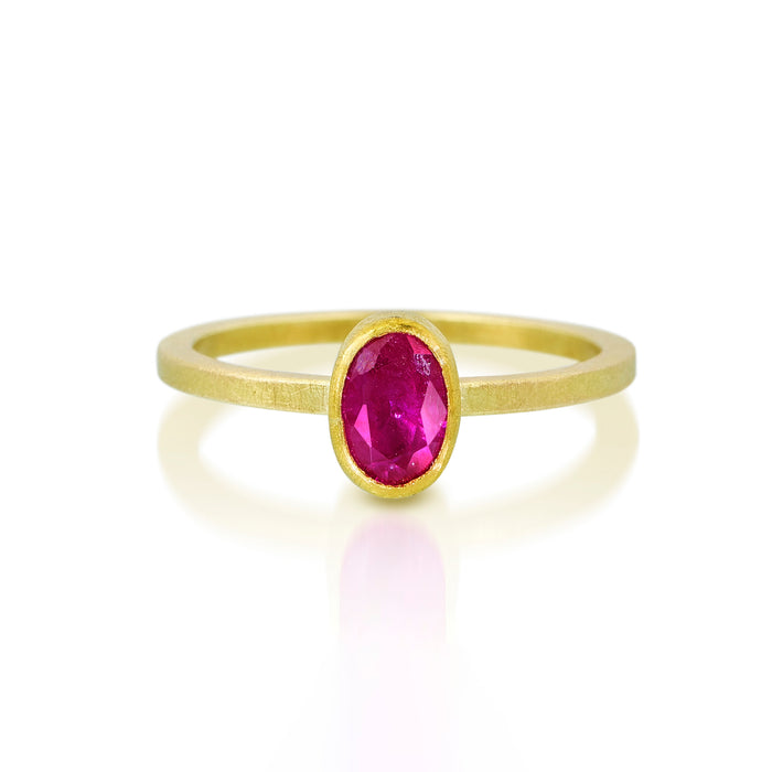 Oval Ruby Ring in Yellow Gold