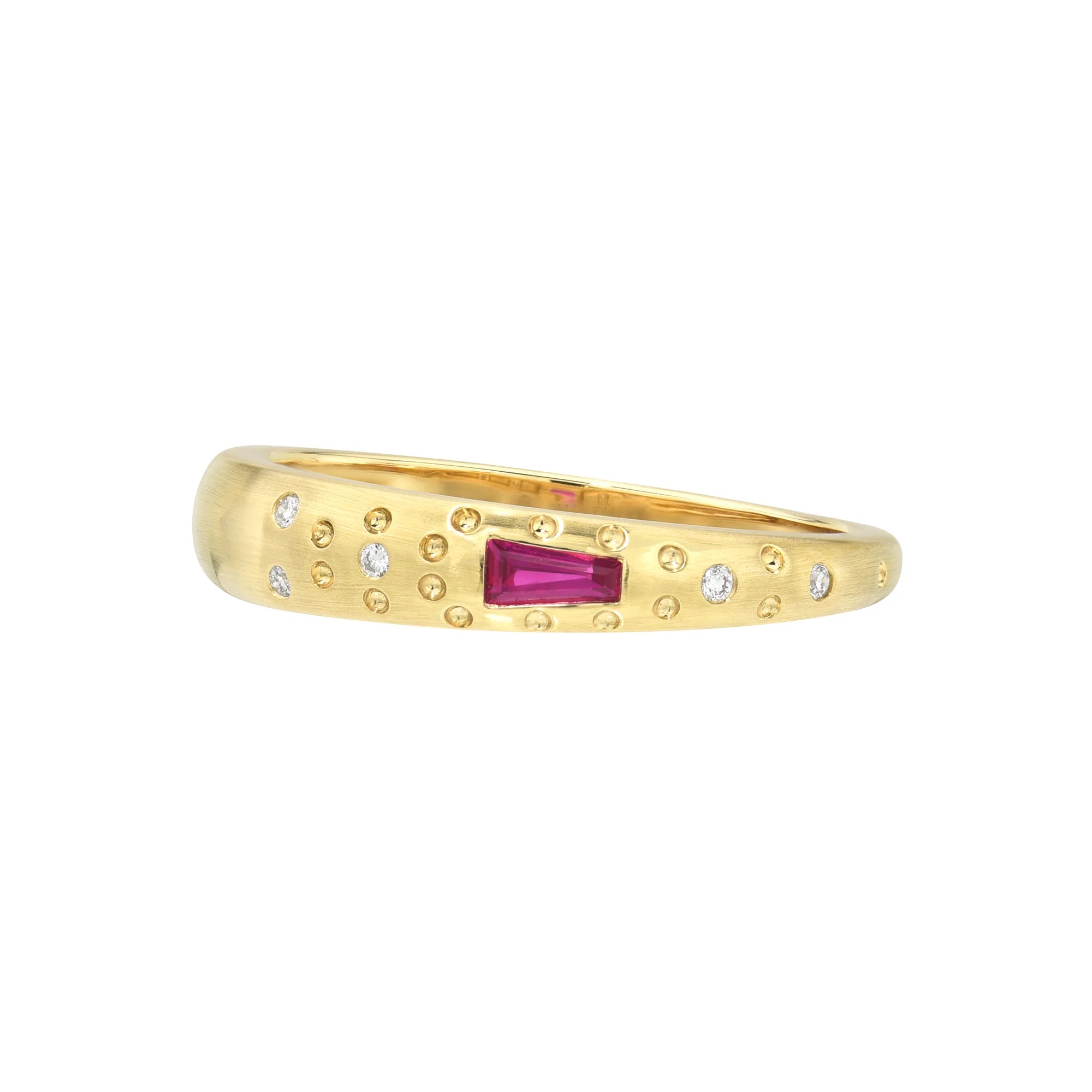 Supernova Ruby Stacking Band in Yellow Gold