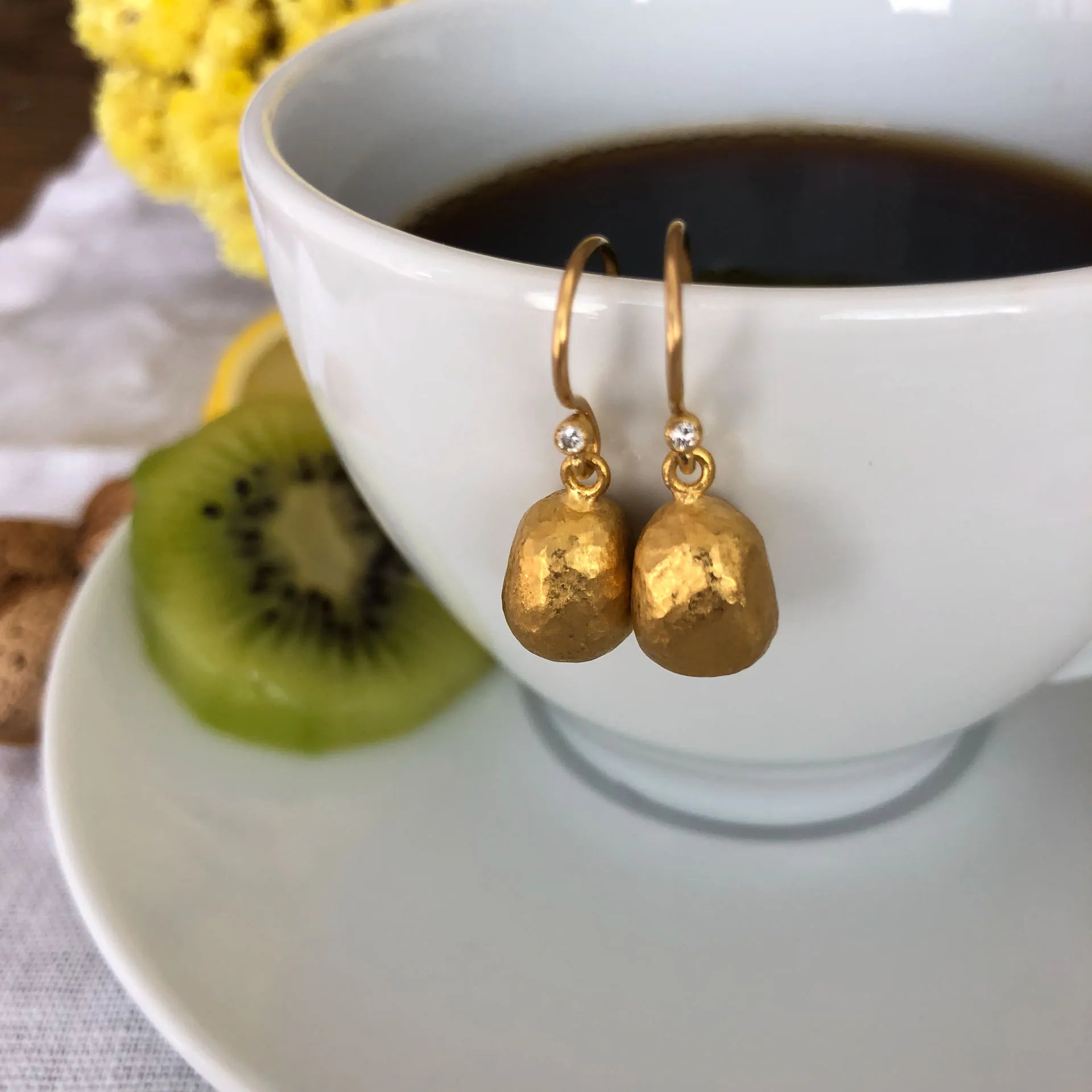 Sarah Drop Earrings in Yellow Gold