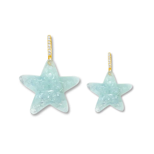 Large Aquamarine Sea Star Pendant in Yellow Gold