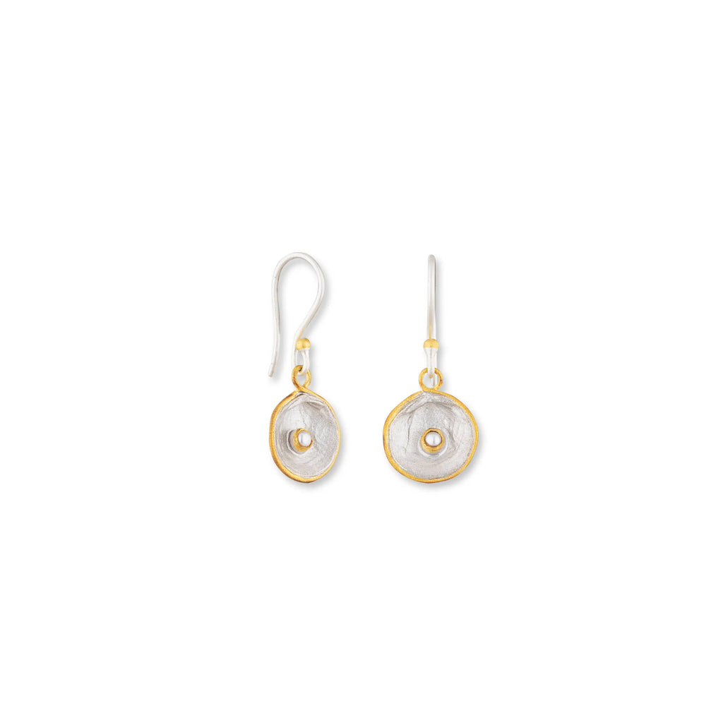 Shelly Pearl Earrings in Yellow Gold and Sterling Silver