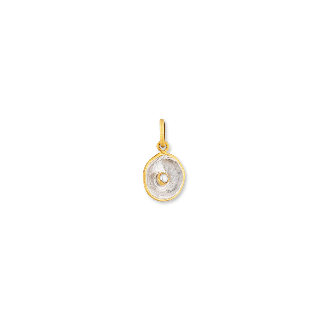 Shelly Pearl Pendant in Yellow Gold and Sterling Silver