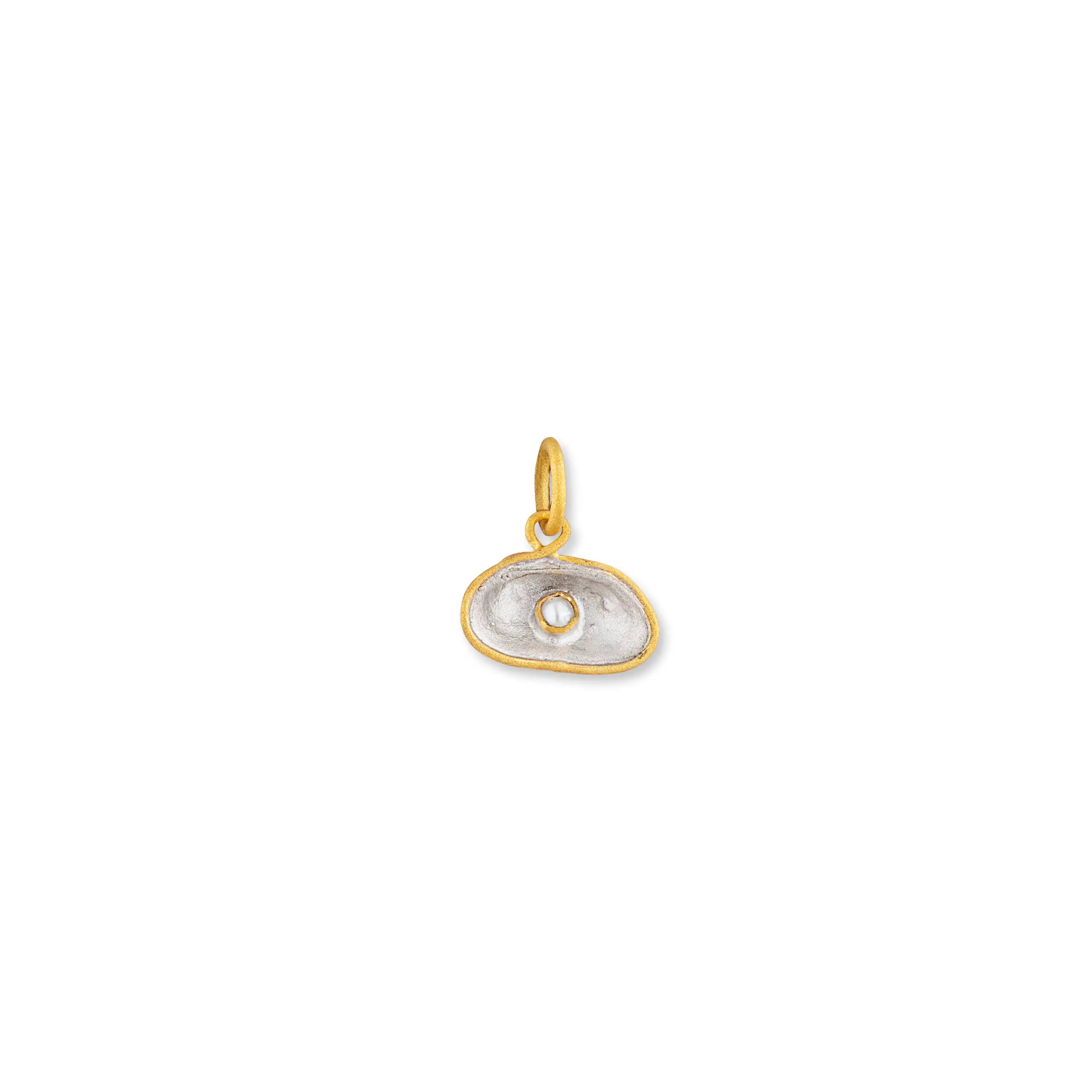 Shelly Pearl Pendant in Sterling Silver and Yellow Gold