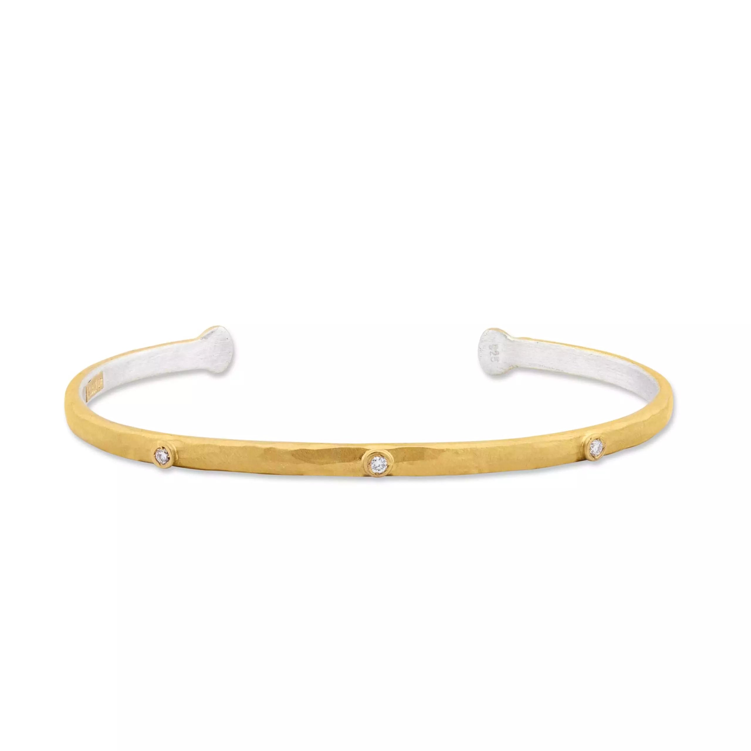 Baby Stockholm Diamond Cuff in Yellow Gold and Sterling Silver