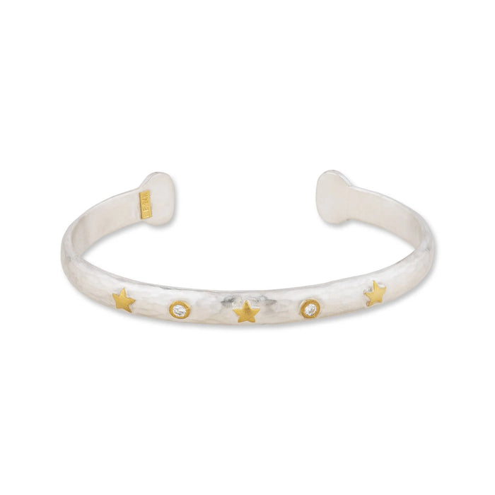 Stockholm Stars Open Cuff in Sterling Silver and Yellow Gold