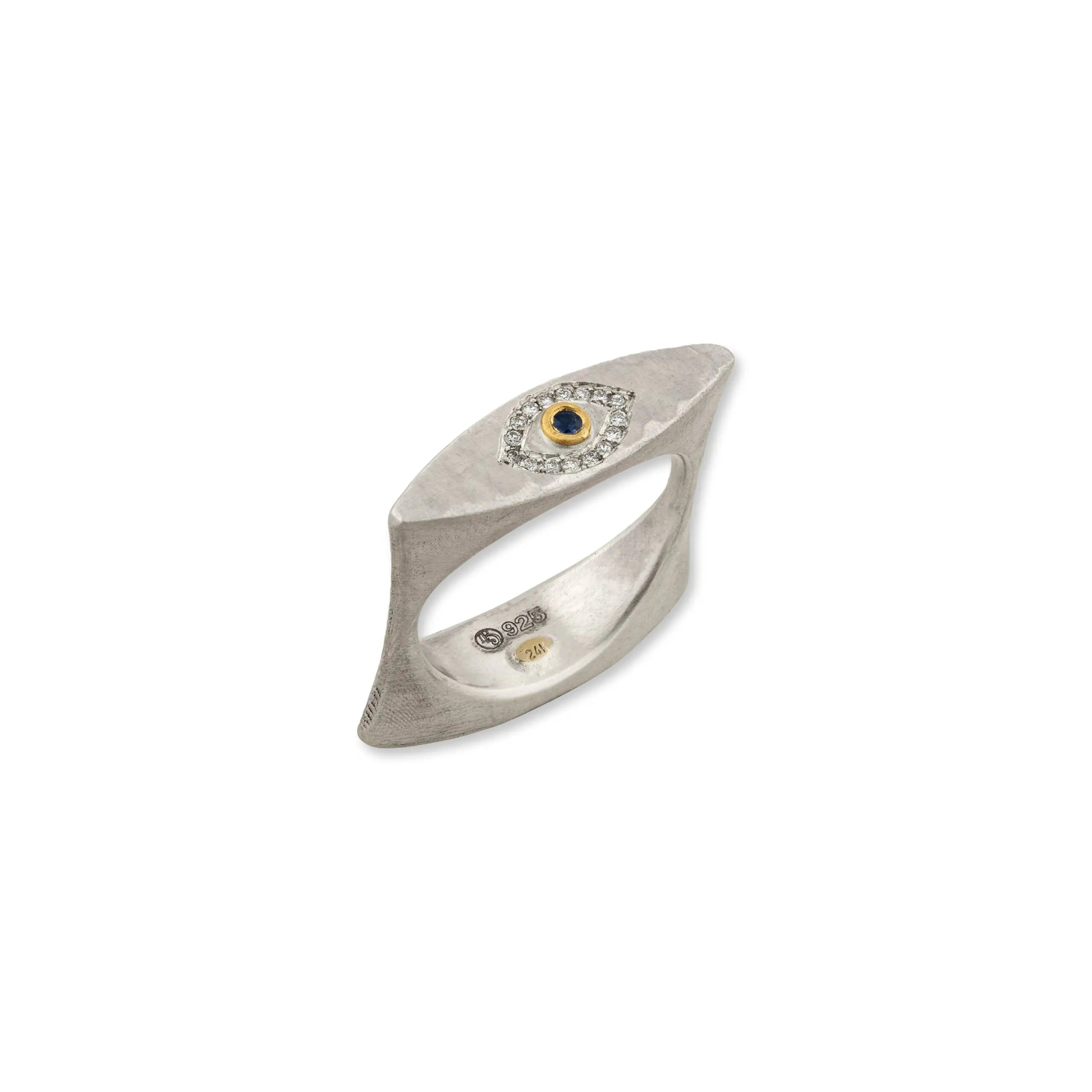 Stockton Flipper Marquise Eye Ring in Sterling Silver and Yellow Gold
