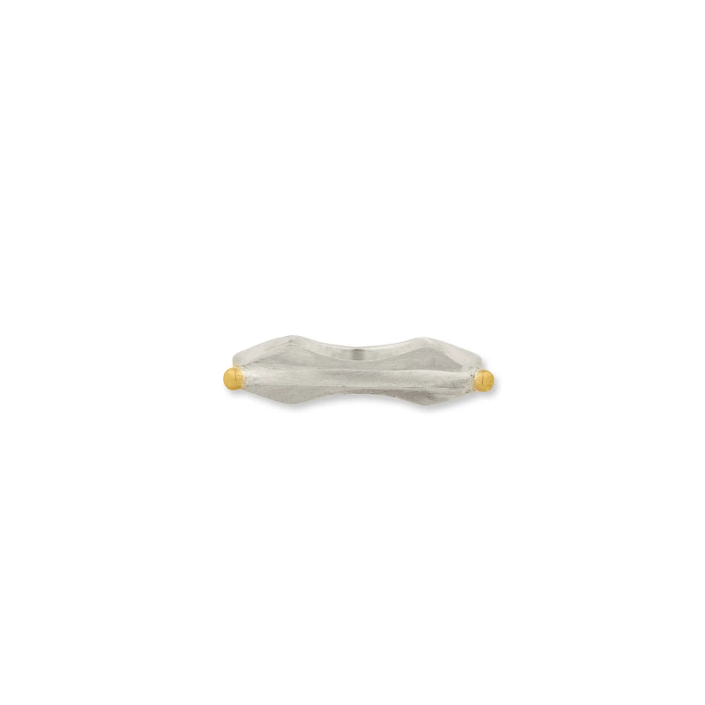 Stockholm Slender Flipper Ring in Sterling Silver and Yellow Gold
