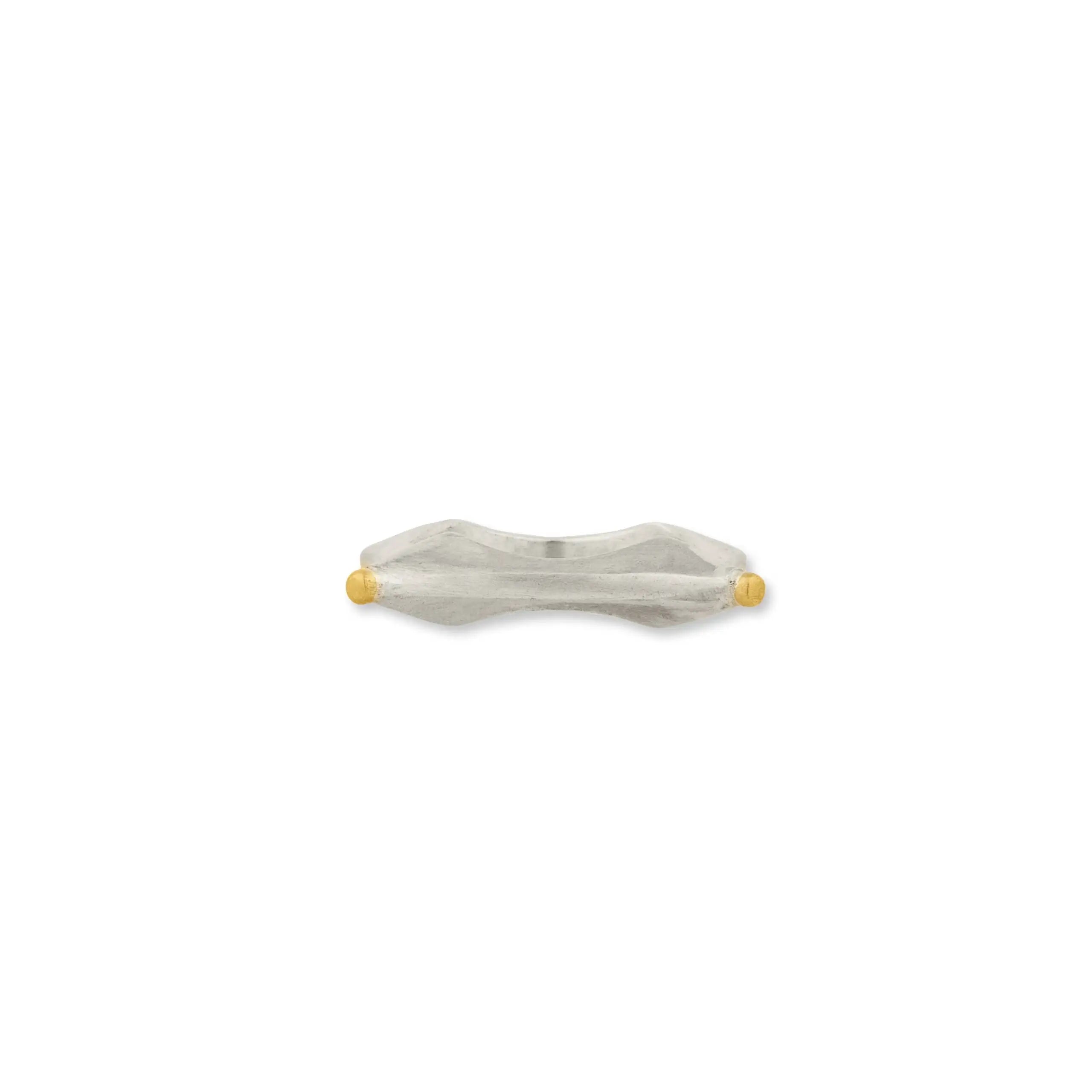 Stockholm Slender Flipper Ring in Sterling Silver and Yellow Gold