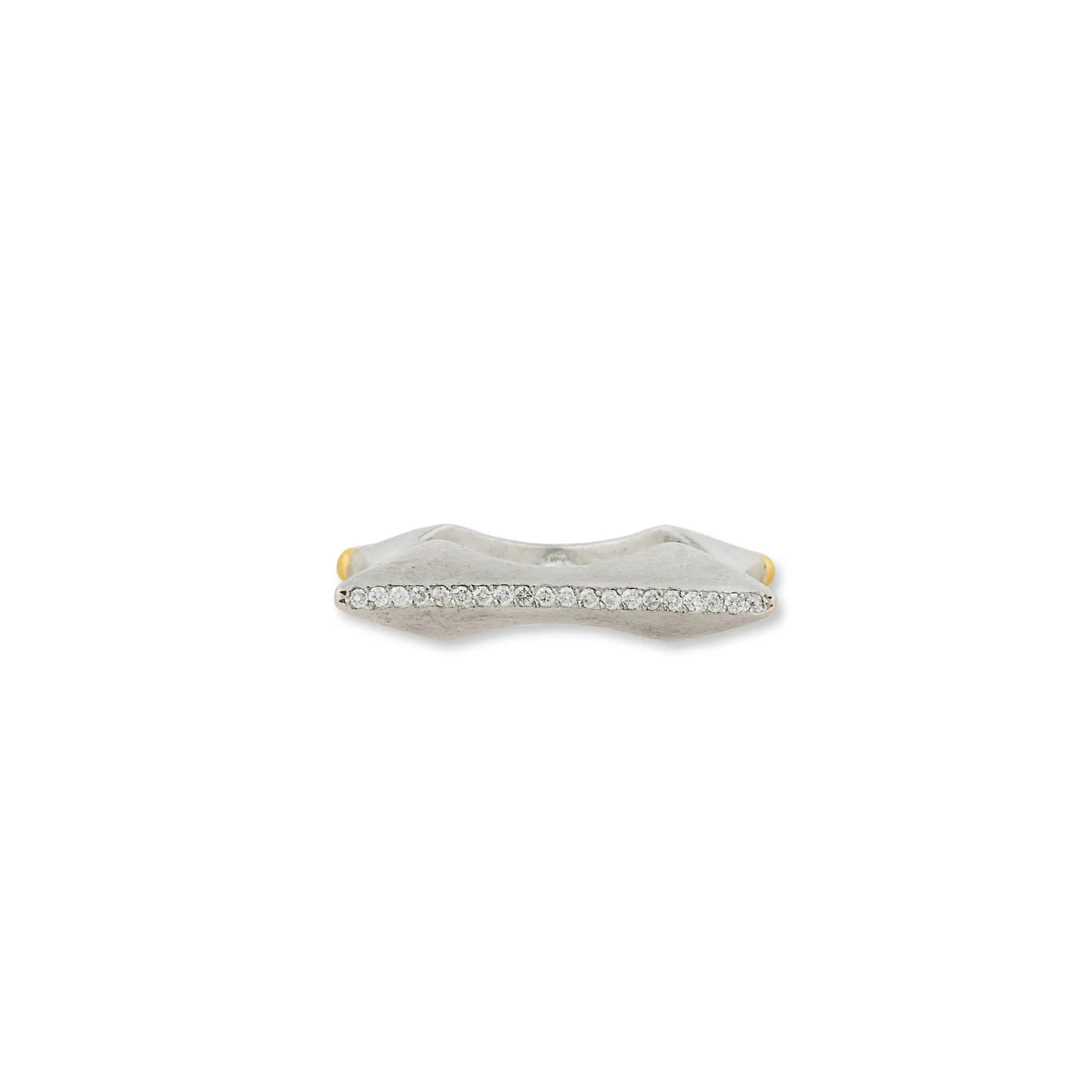 Stockholm Slender Flipper Ring in Sterling Silver and Yellow Gold