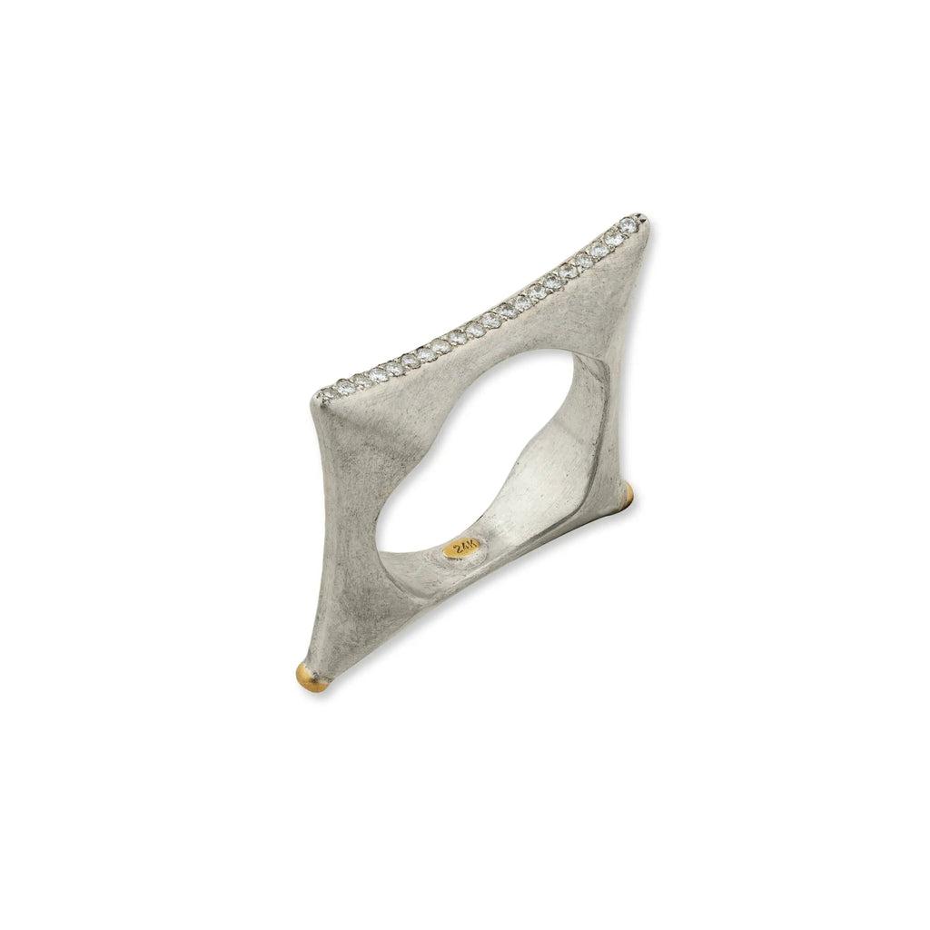 Stockholm Slender Flipper Ring in Sterling Silver and Yellow Gold