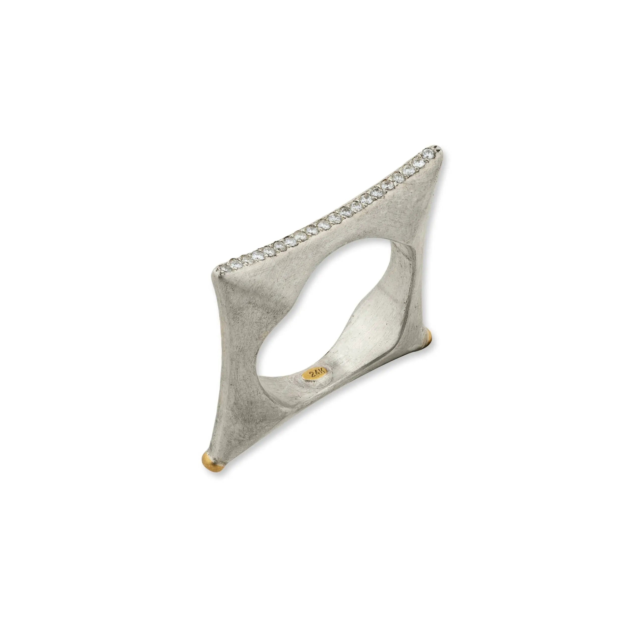 Stockholm Slender Flipper Ring in Sterling Silver and Yellow Gold