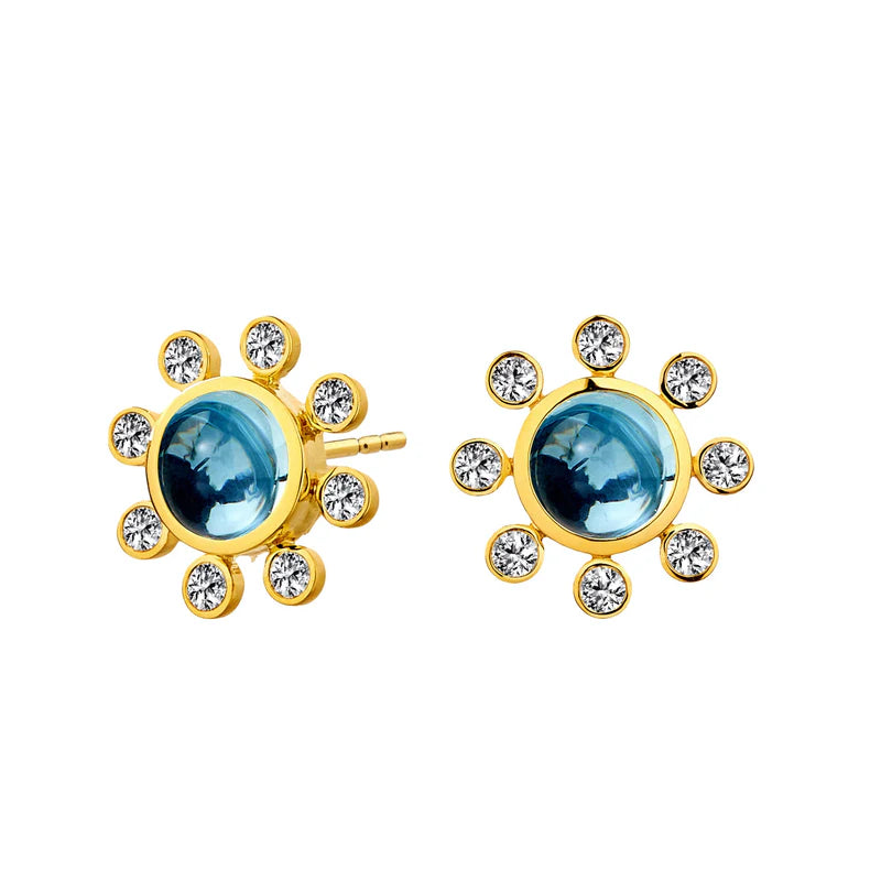 Candy Blue Topaz Stud Earrings in Yellow Gold