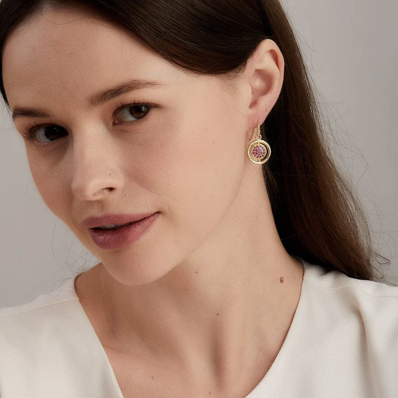 Chakra Ruby & Diamond Reversible Earrings in Yellow Gold