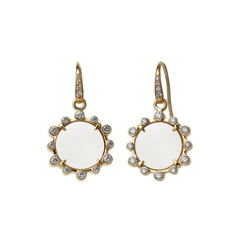 Mogul Mother of Pearl Earrings in Yellow Gold