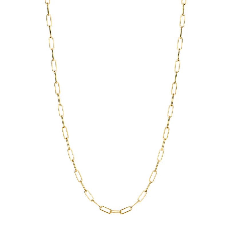 Thin Paperclip Chain in Yellow Gold