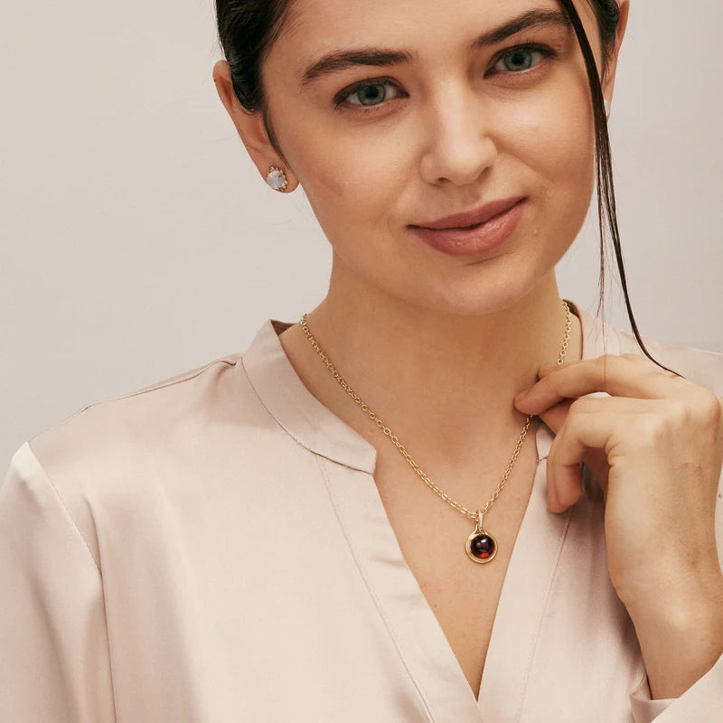 Candy Rhodolite Garnet Diamond Pendant in Yellow Gold