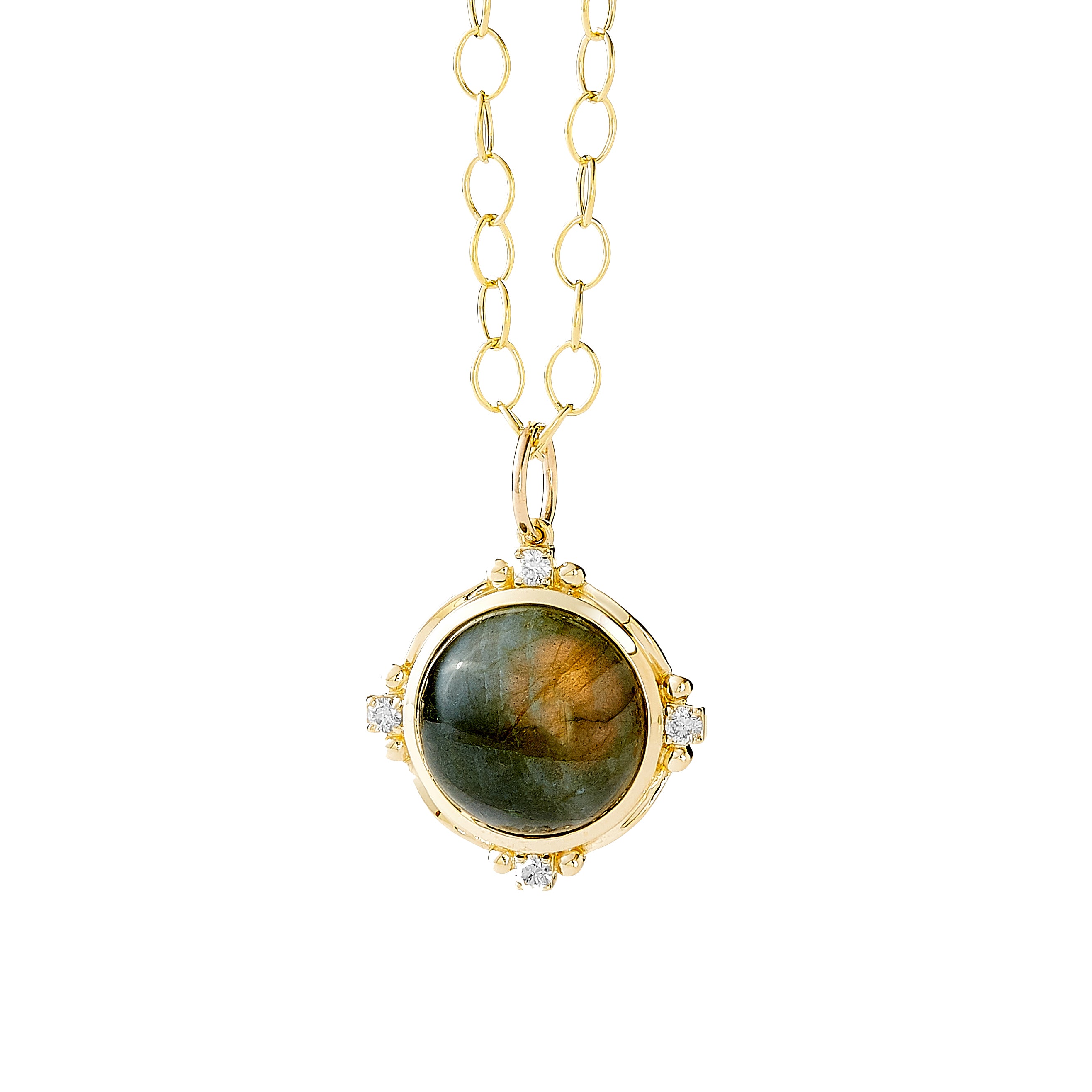 Labradorite Pendant in Yellow Gold