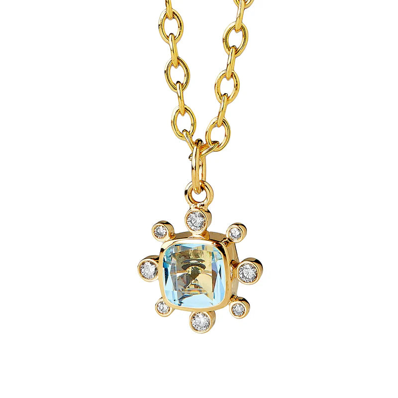 Cosmic Blue Topaz Pendant in Yellow Gold