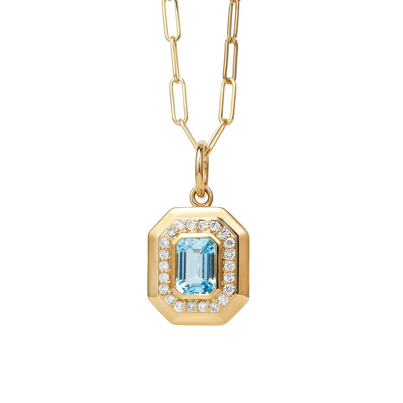Geometrix Blue Topaz Pendant in Yellow Gold