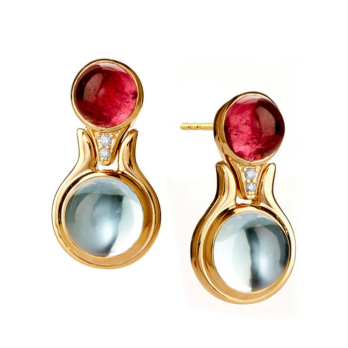 Candy Rubellite Earrings in Yellow Gold