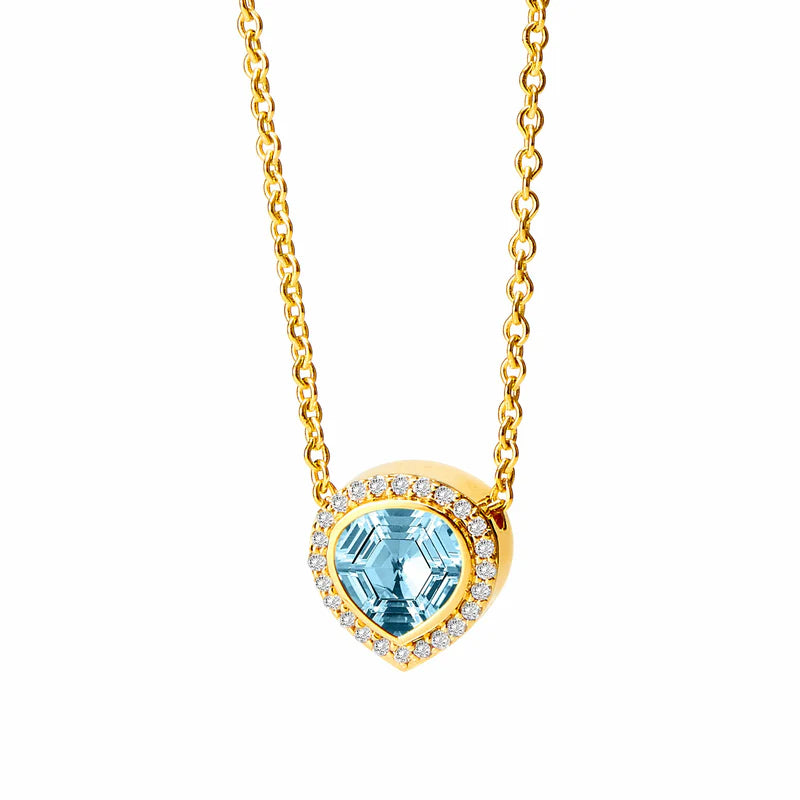 Mogul Blue Topaz and Diamond Necklace in Yellow Gold