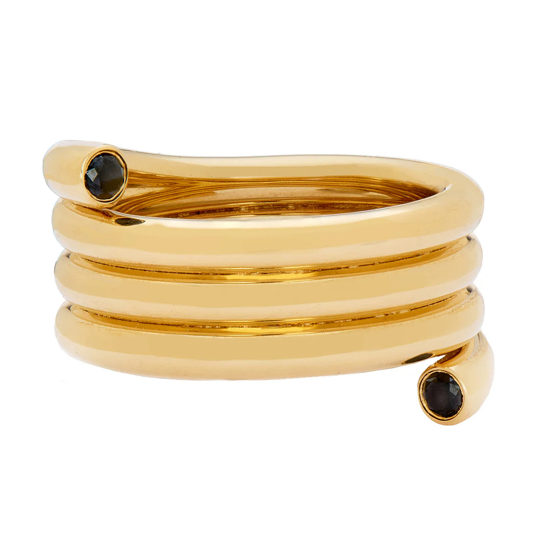 Embrace Triple Black Diamond Band in Yellow Gold