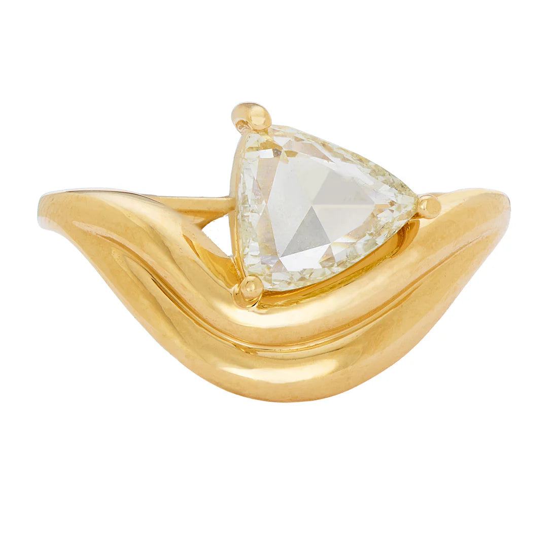 Embrace Trillion Cut Ring in Yellow Gold