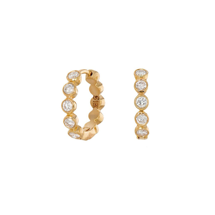 Modern Bezel Diamond Huggies in Yellow Gold