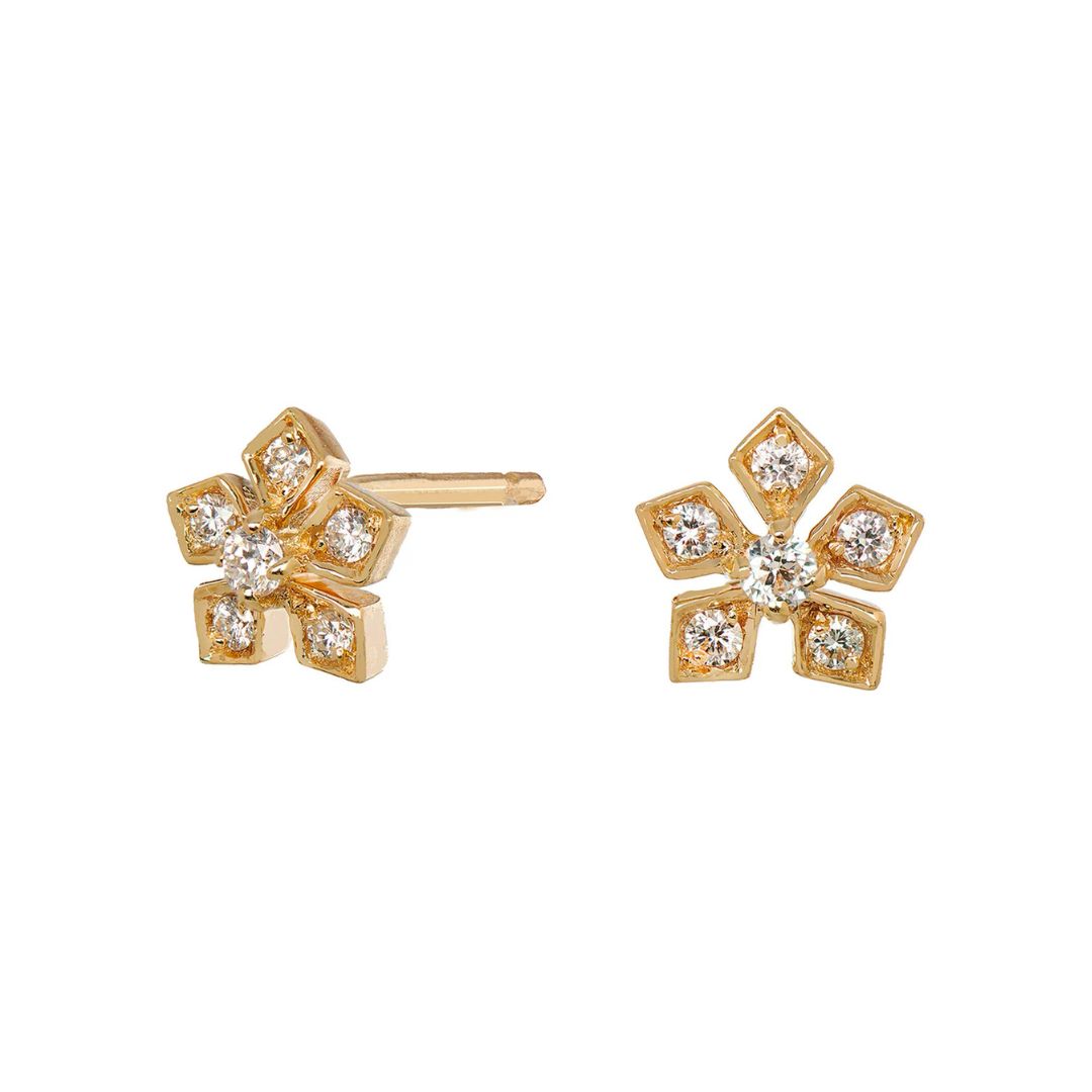 Enchanted Garden Flower Studs in Yellow Gold
