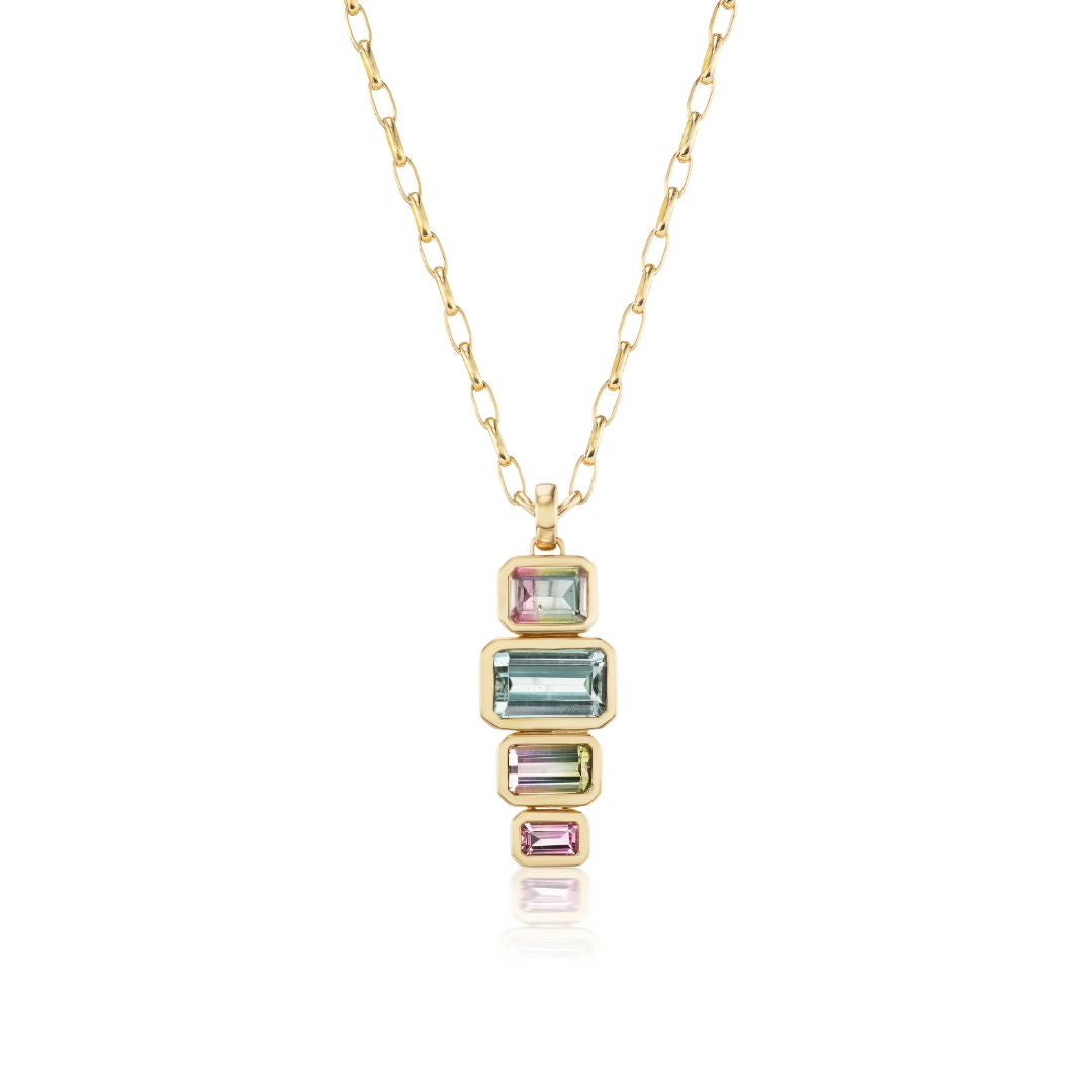 Stack Tourmaline Necklace in Yellow Gold