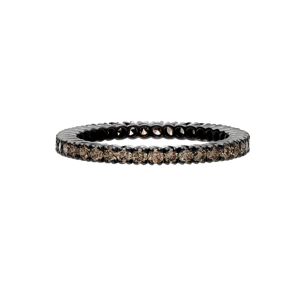 Prong Champagne Diamond Band in Blackened Gold