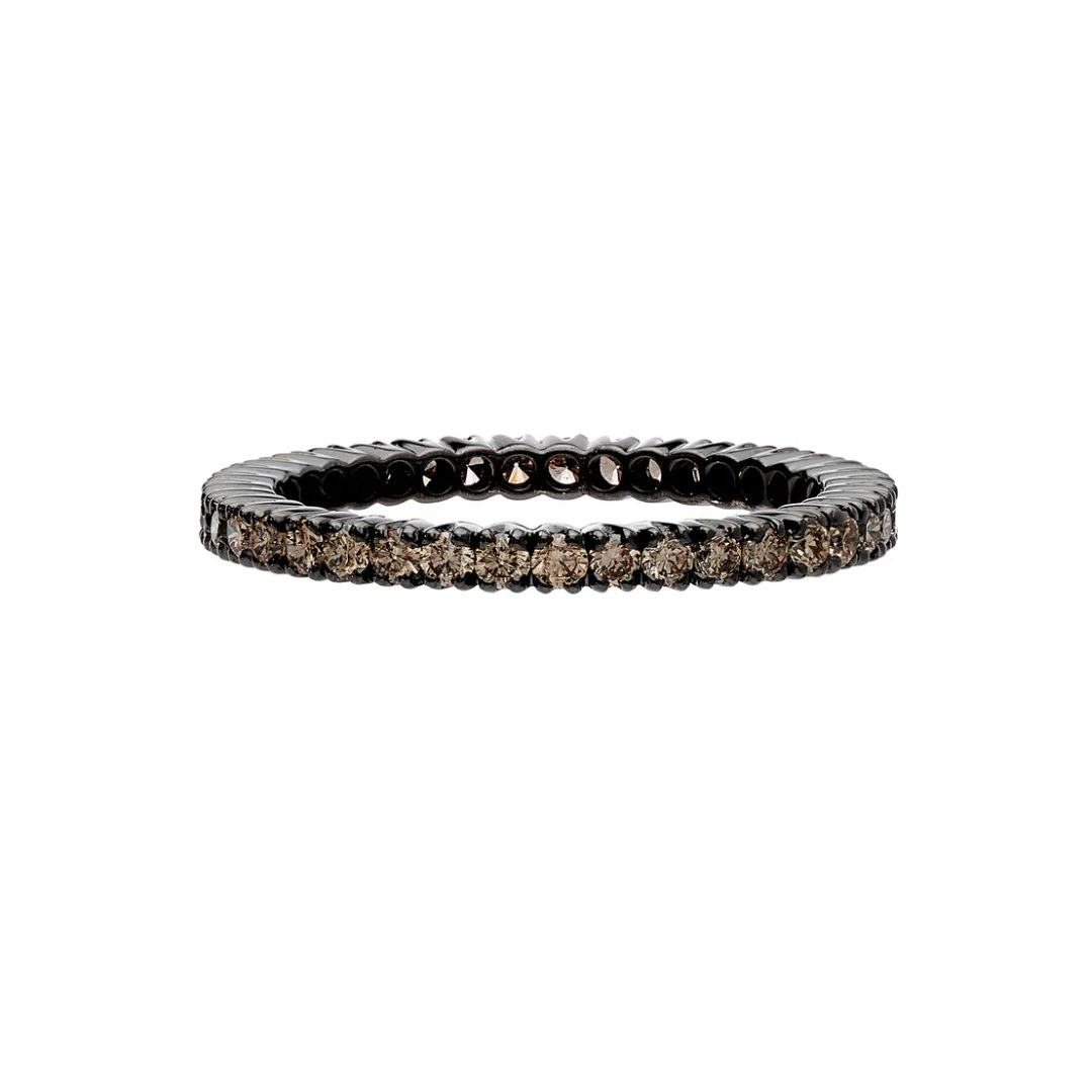 Prong Champagne Diamond Band in Blackened Gold