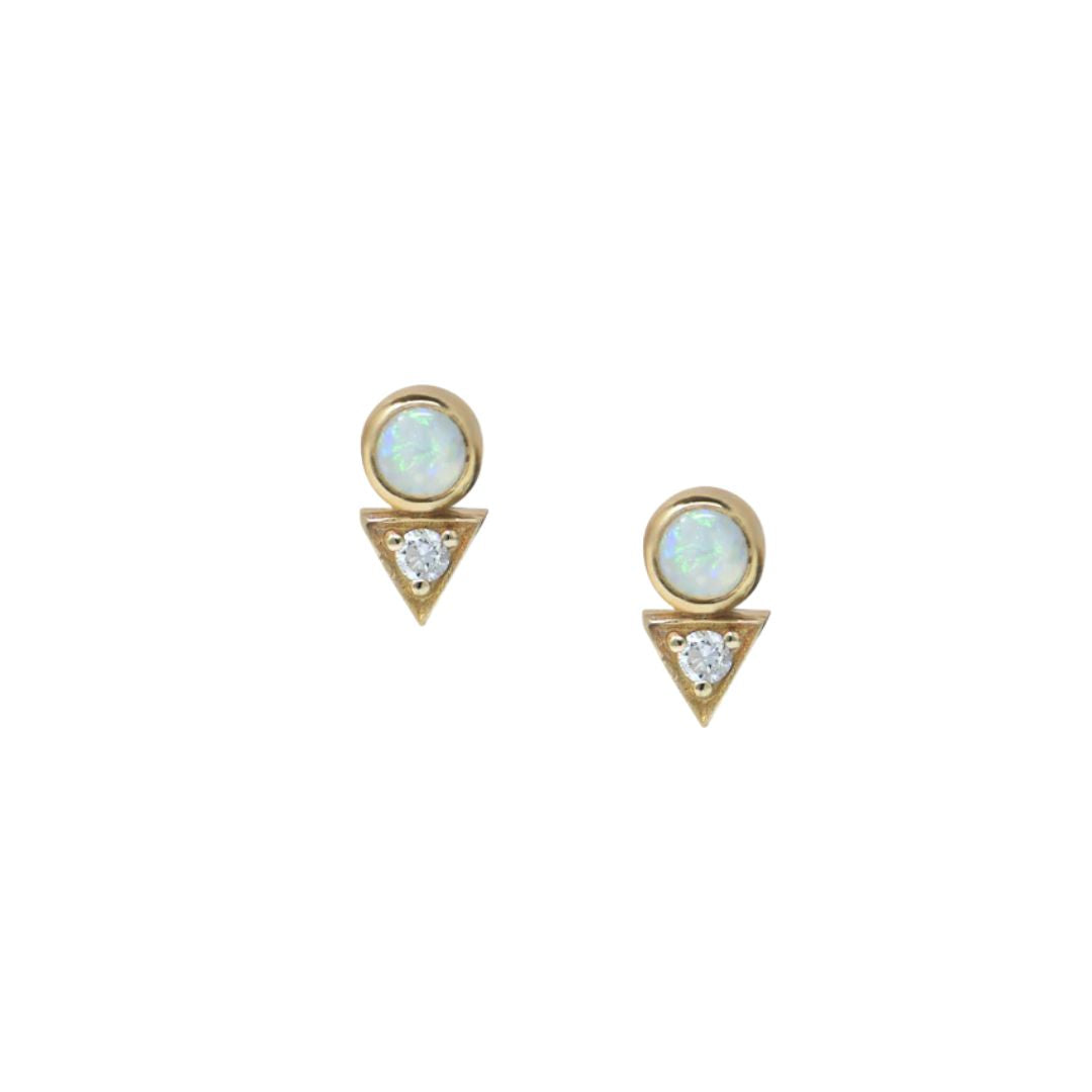 Cleo Australian Opal Studs in Yellow Gold