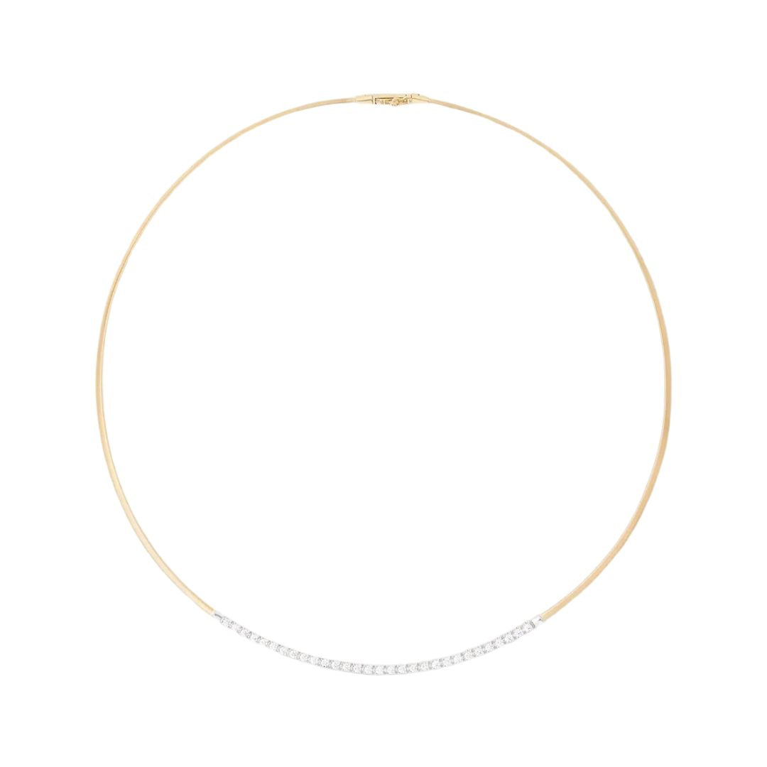 Masai Diamond Bar Necklace in Yellow Gold and White Gold