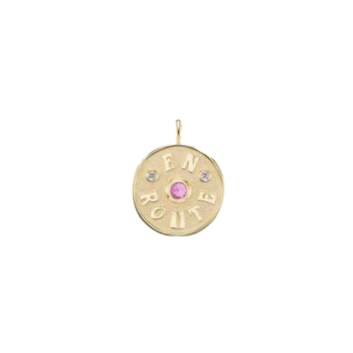 Petite En Route Pink Sapphire Charm in Yellow Gold