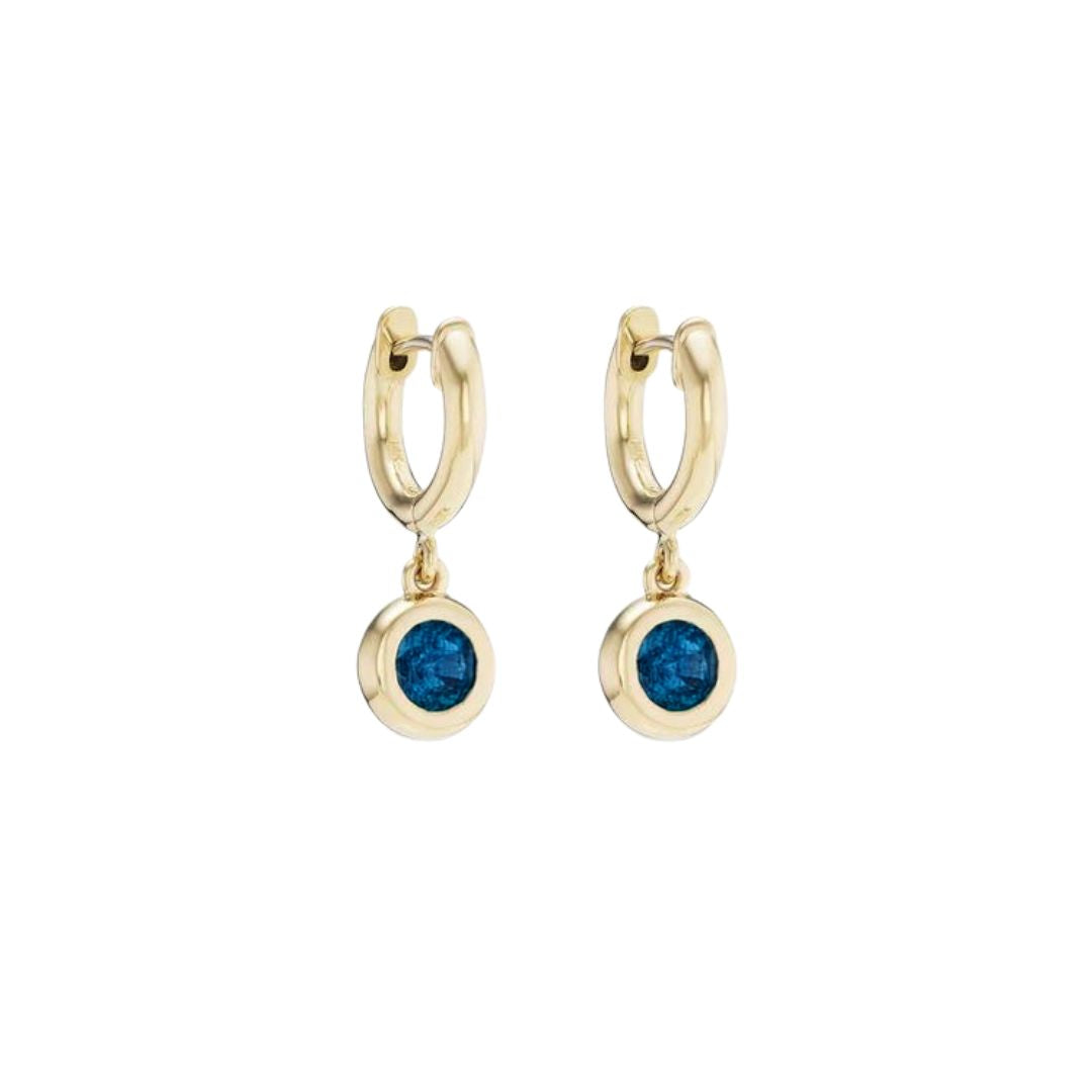 Small Gemma Blue Sapphire Earrings in Yellow Gold