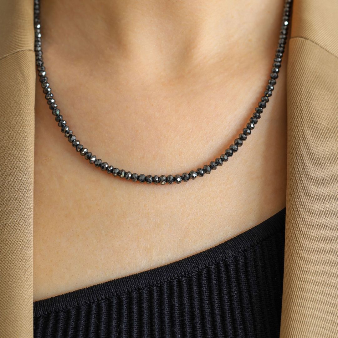 Noir Large Black Diamond Necklace in Yellow Gold