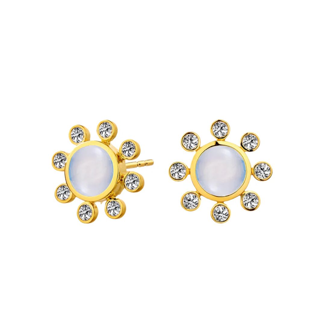 Candy Gemstone Studs in Yellow Gold