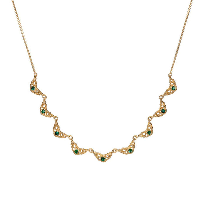 Lune 9 Emerald Necklace in Yellow Gold