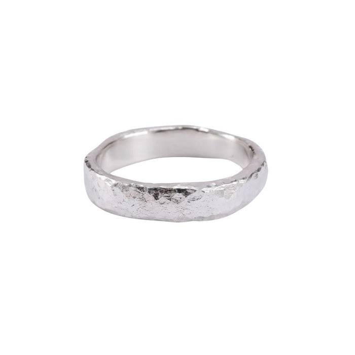 Narrow Hammered Band in Sterling Silver