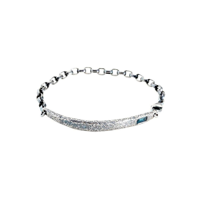 Molten Blue Sapphire Accented Bracelet in Sterling Silver