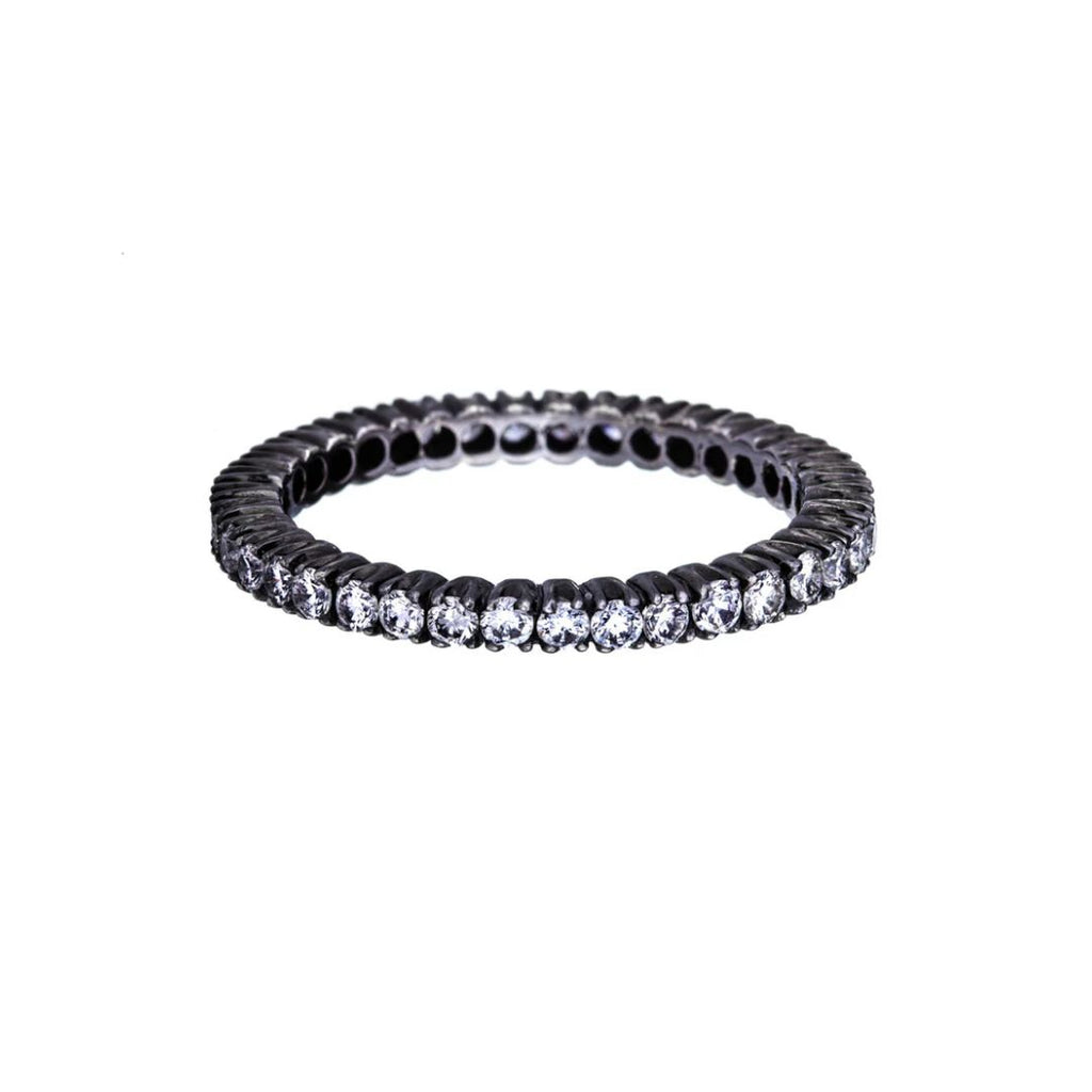Prong White Diamond Band in Blackened Gold